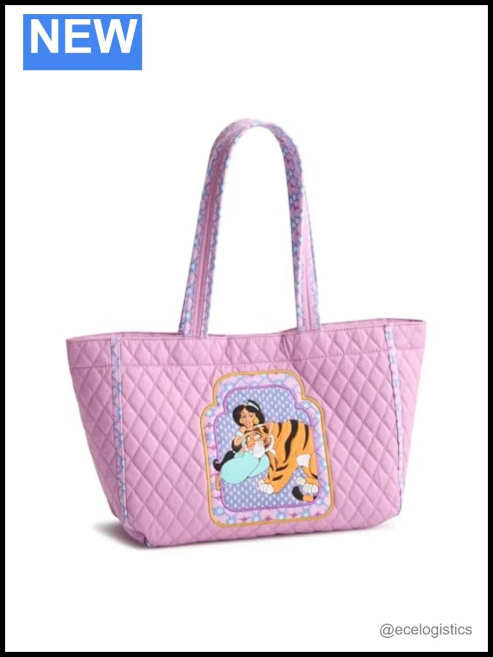 Reversible Quilted Cotton Tote Bag with Pockets